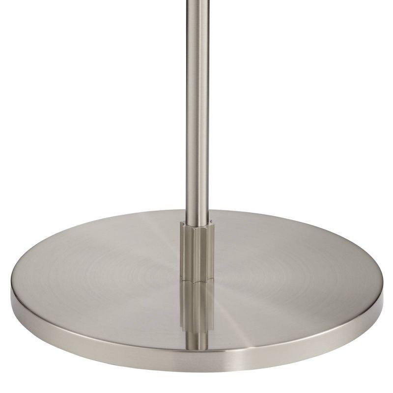 Possini Euro Design Modern Arc Floor Lamp 69" Tall Brushed Steel Adjustable Boom Off White Linen Drum Shade for Living Room Reading Office