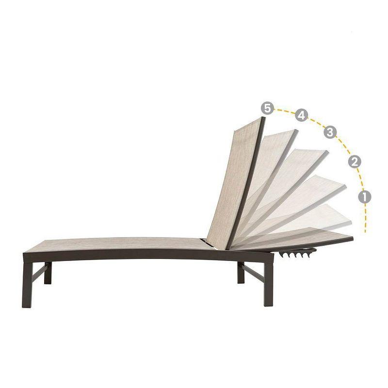 2pk Outdoor Five Position Adjustable Chaise Lounge Chairs Beige - Crestlive Products: Aluminum Frame, Water-Resistant