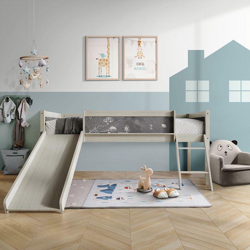 ChaletPosh Twin Size Wooden Loft Bed in Antique Grey