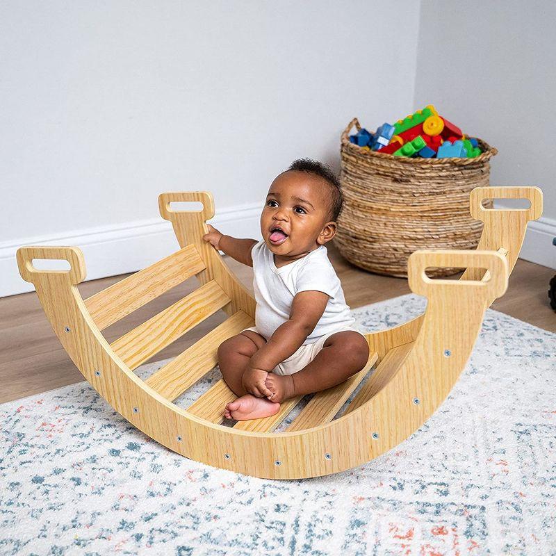 Avenlur Maple Baby Pikler - Wood Small Triangle Climbing Set with Ladder Slide and Rocker