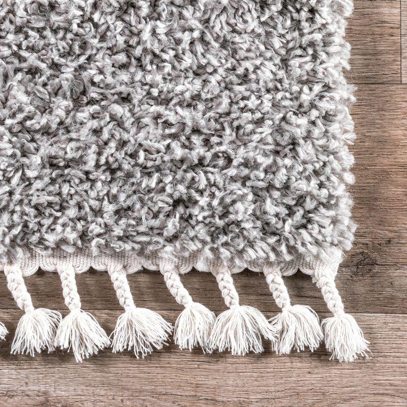 Nuloom Neva Solid 3x5 Accent Shag Indoor Area Rug for Living Room Bedroom Dining Room Nursery Entryway, Grey/Ivory