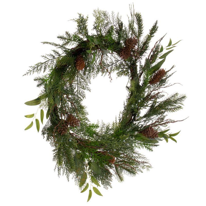Vickerman 24" Cedar Pine Cone Twig Artificial Christmas Wreath, Unlit