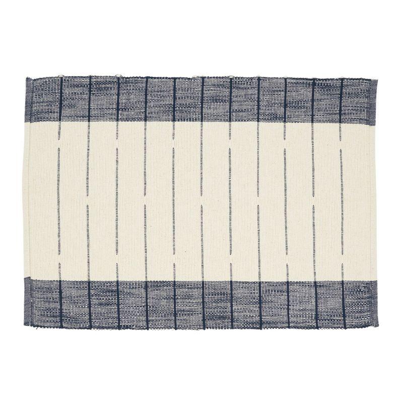 Navy Blue and Cream Cotton Striped Placemats Set of 4