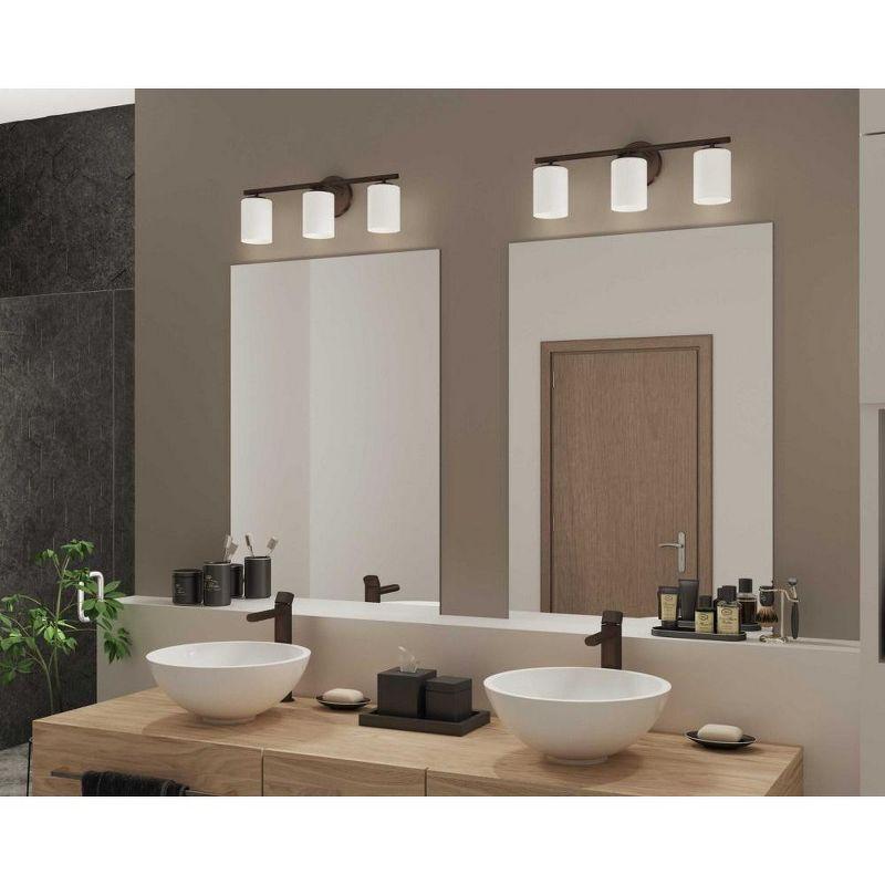 Progress Lighting Replay 3-Light Bath Vanity, Antique Bronze, Porcelain, Up/Down Mounting, Shade Included