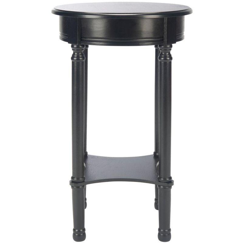 Elegant Turned Leg Round Wood Accent Table in Sleek Black