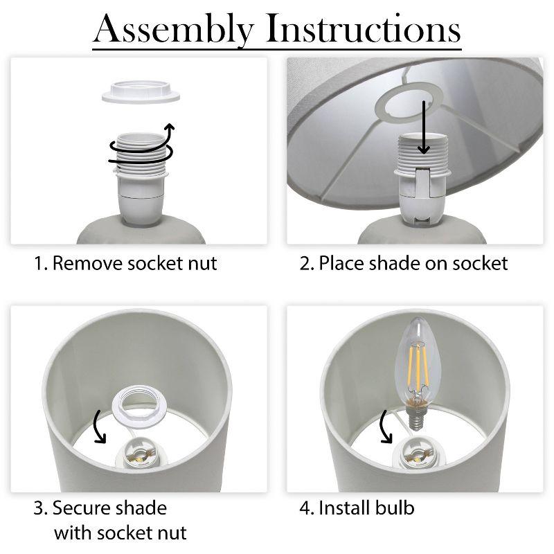 11.02" Mini Modern Ceramic Pastel Accent Bedside Table Desk Lamp: ETL Listed, No Assembly - Simple Designs