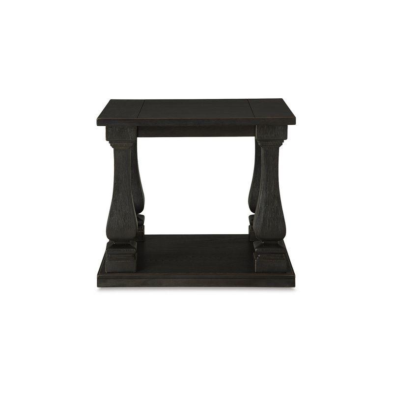 Signature Design by Ashley Wellturn Traditional End Table with Framed and Planked Detailing Tabletop & Lower Shelf, Black