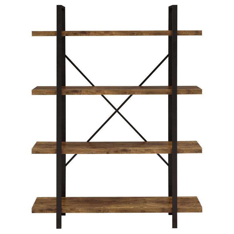 Rustic 55" Brown and Black Transitional 4-Shelf Bookcase