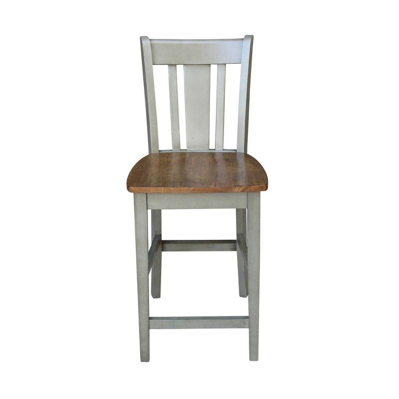 Distressed Hickory and Stone 24" Solid Wood Counter Stool