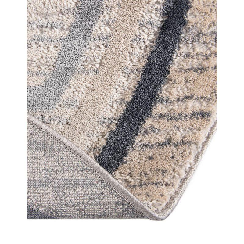 Unique Loom Oasis Collection Area Rug - Fountain (4'  Round Gray/Ivory)