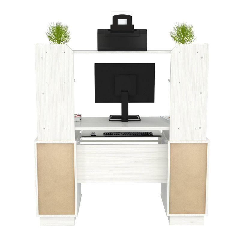 Computer Work Center with Hutch Washed Oak - Inval: Melamine, Keyboard Shelf, CPU Storage