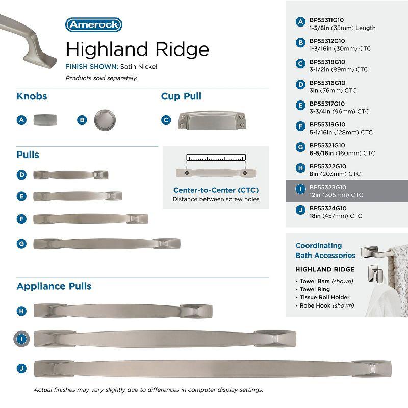 Amerock Highland Ridge 12 inch (305mm) Center-to-Center Satin Nickel Appliance Pull