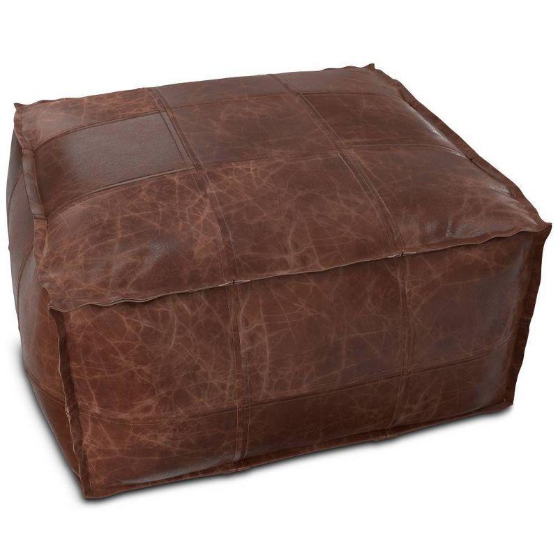 Erving Square Pouf Distressed Brown - WyndenHall