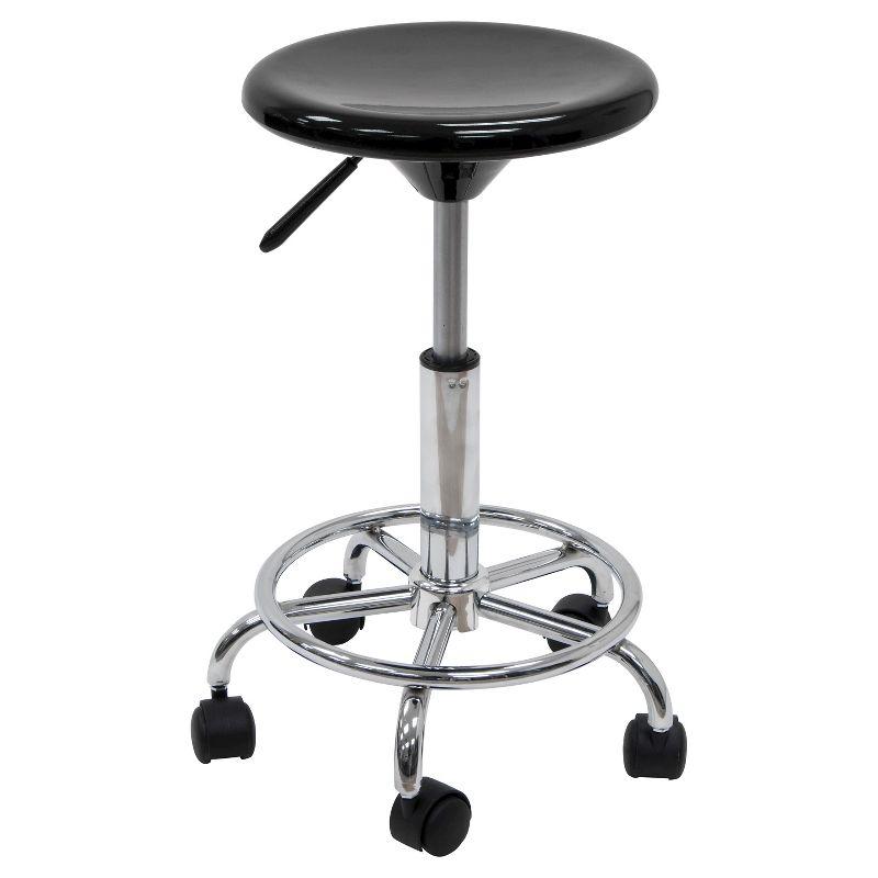 Inbox Zero Cowgill Adjustable Height Industrial Stool with Footring Wheels
