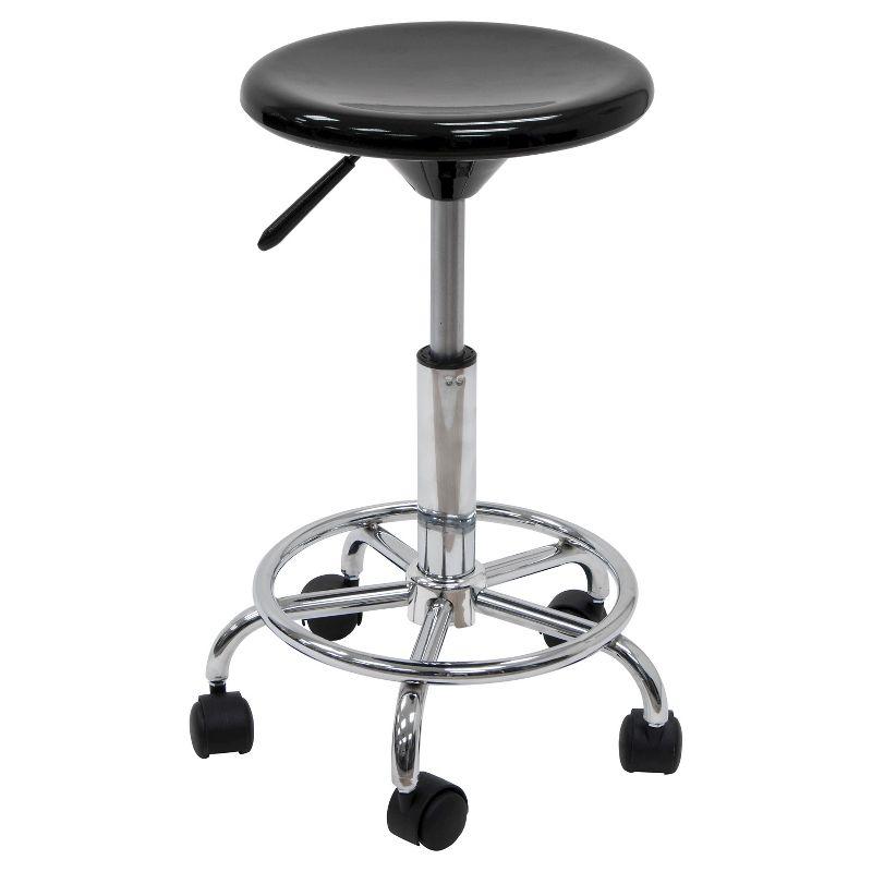 Sleek Adjustable Height Black Acrylic Studio Stool with Chrome Footring