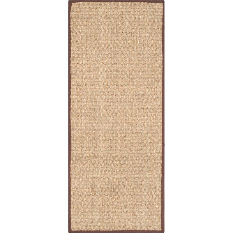 Hand-Knotted Cotton and Jute Natural/Dark Brown Runner Rug, 2'6" x 10'