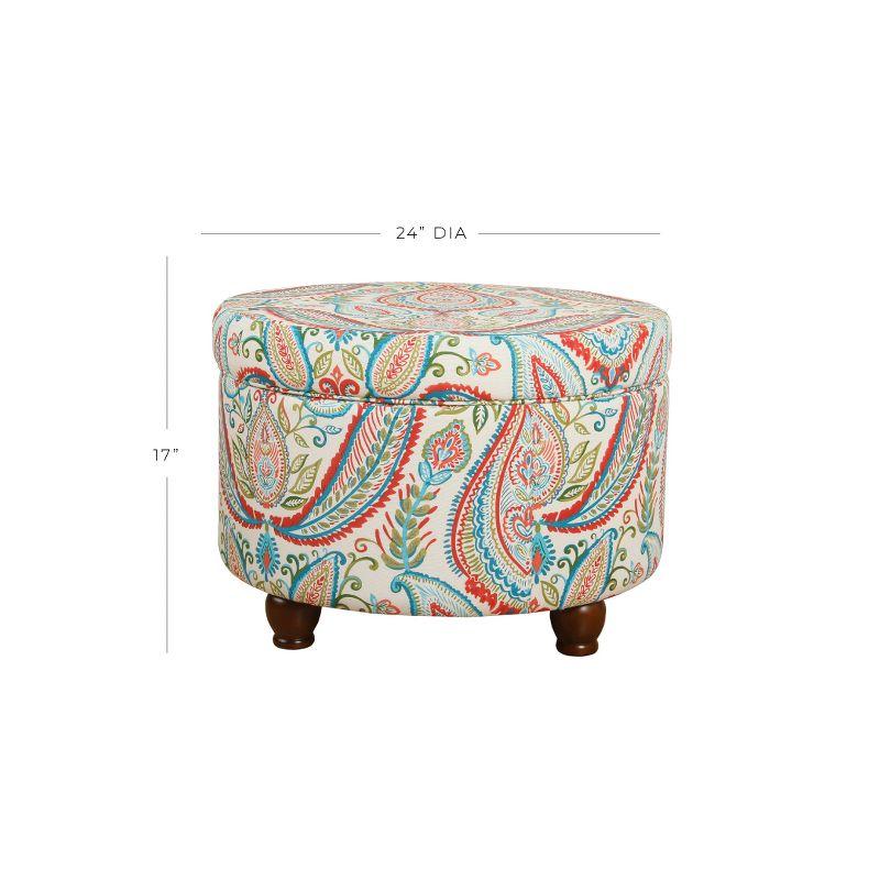 Bold Paisley Round Storage Ottoman in Polyester