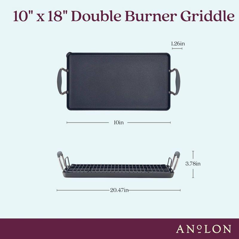 Anolon Advanced Home 10"x18" Double Burner Griddle Moonstone: Nonstick Stovetop Griddle Pan for Gas & Electric Cooktops