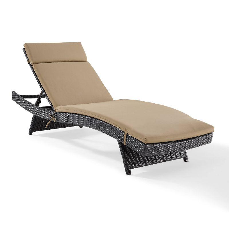 Biscayne Chaise Lounge with Mocha Cushion Brown - Crosley: Steel Frame, Weather-Resistant, Adjustable Back