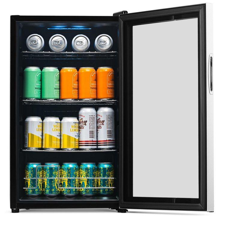 Newair 100 Can Beverage Fridge With Glass Door, Small Freestanding Mini Fridge In Stainless Steel