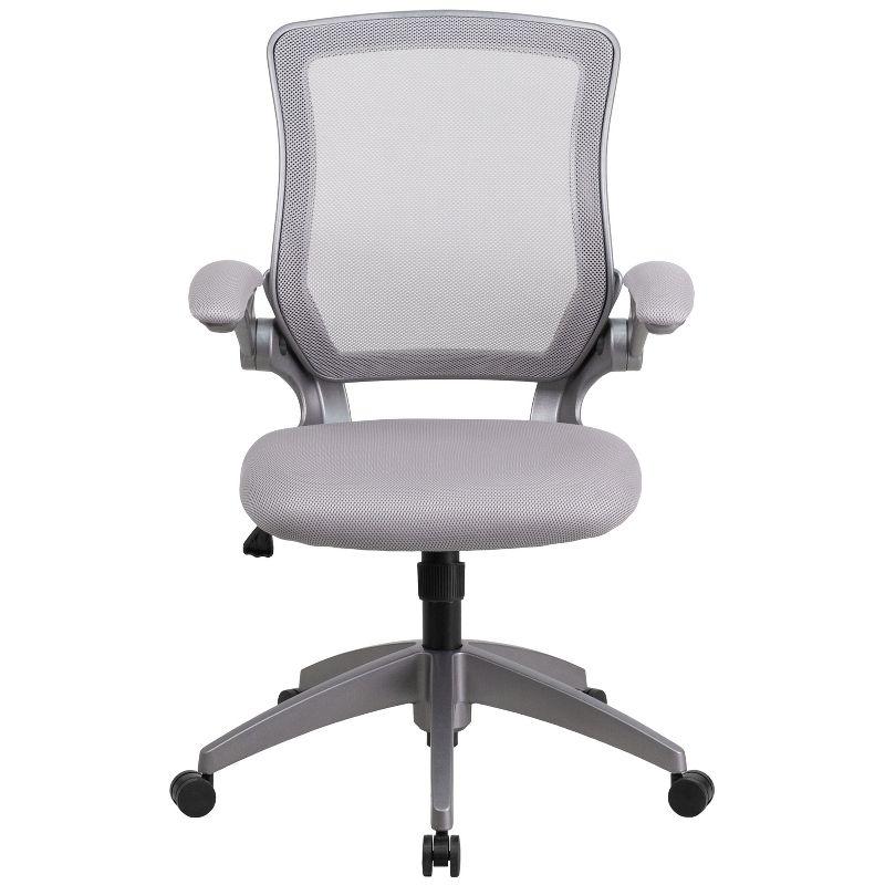 Flash Furniture Mid-Back Gray Mesh Swivel Ergonomic Task Office Chair with Gray Frame and Flip-Up Arms