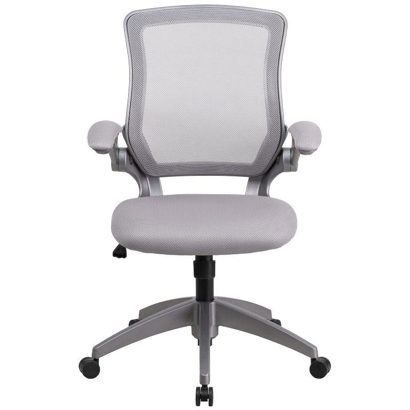 Ergonomic Mid-Back Gray Mesh Executive Swivel Office Chair with Adjustable Arms