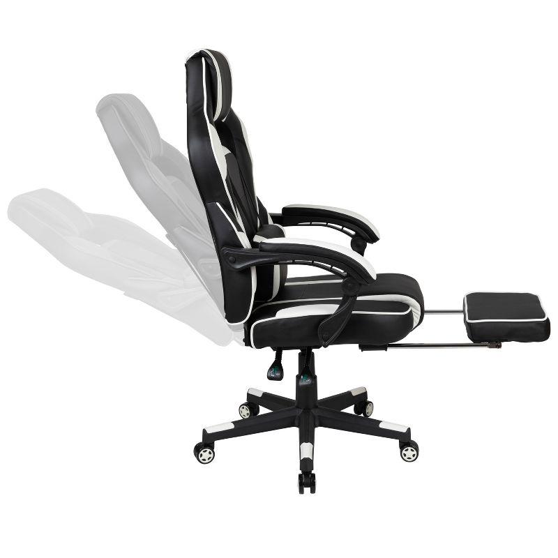 Flash Furniture X40 Gaming Chair Racing Ergonomic Computer Chair with Fully Reclining Back/Arms, Slide-Out Footrest, Massaging Lumbar - White
