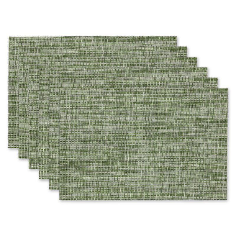 DII PVC Tweed Placemat Set 6 Piece, Fig Green, 13x17.25"