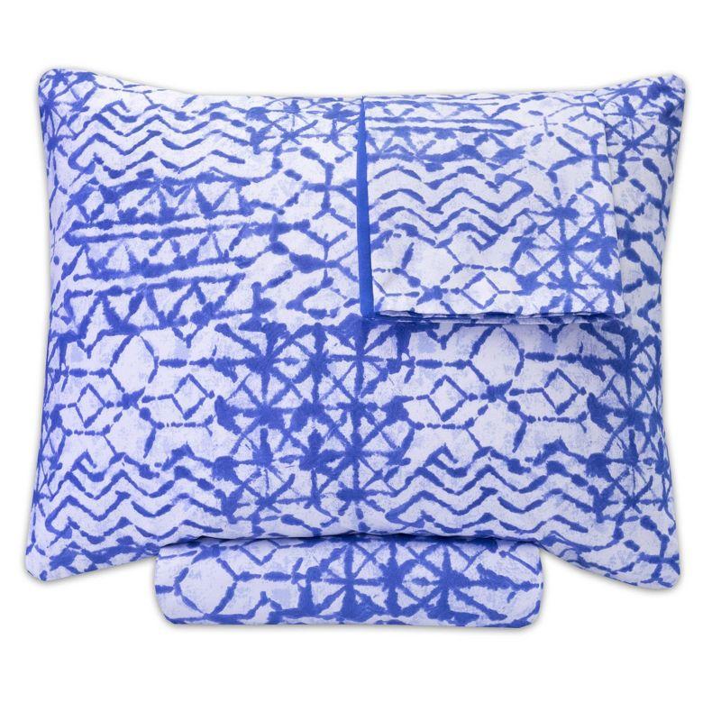 McKenzie King Blue Geometric Microfiber Duvet Cover Set