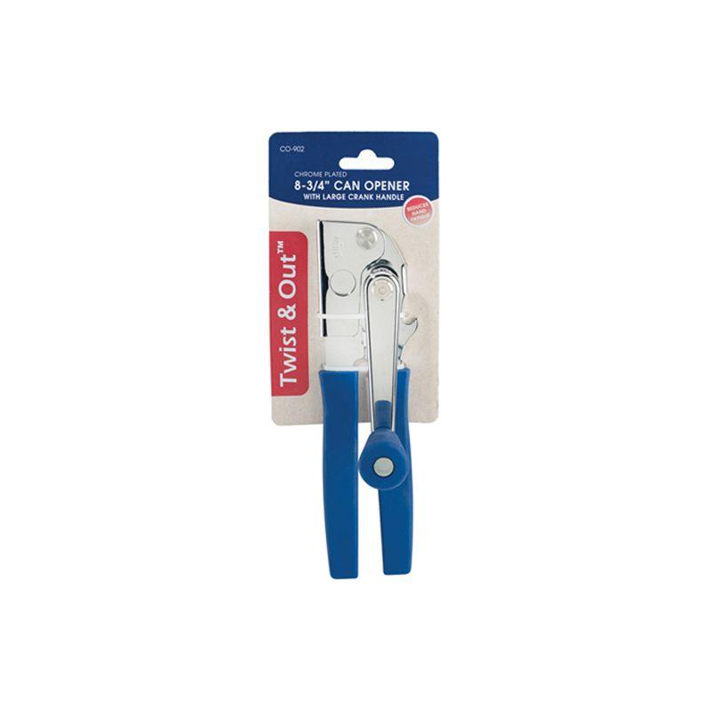 Twist & Out 8.75" Chrome Can Opener with Blue Ergonomic Handle