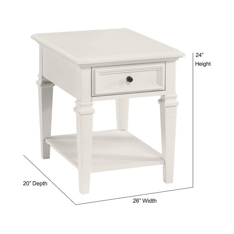 Charlestown End Table White - Steve Silver Co.: Farmhouse Style, Storage Shelf, Cottage Accent Table