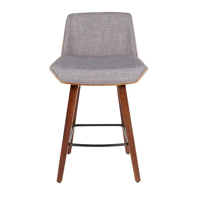 Corazza Mid Century Modern Counter Height Barstool Light Gray - LumiSource: Upholstered Seat, Wood Legs