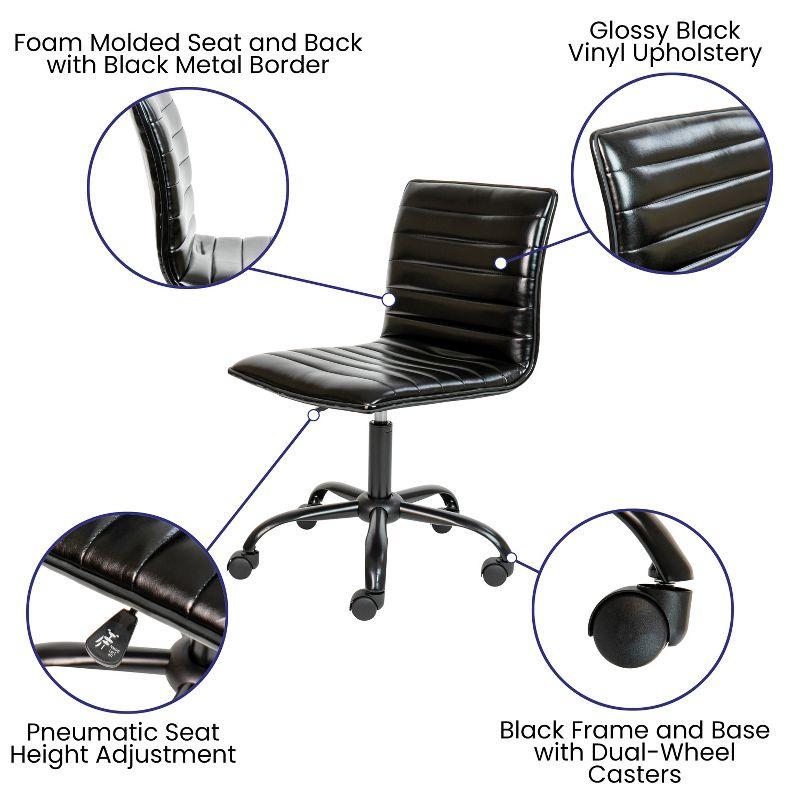 Flash Furniture Merchiston Low-Back Modern Ribbed Upholstered Vinyl Swivel Desk Chair by Flash Furniture