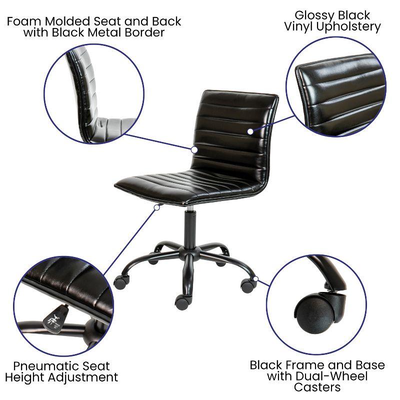 Flash Furniture Low Back Designer Armless Ribbed Swivel Task Office Chair