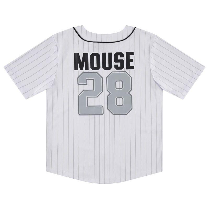 Boys Mickey Mouse Baseball Jersey - Boys Classic Mickey Mouse Mesh Button Down Baseball Jersey - Disney Mickey Mouse Fashion Shirt (White, Medium)