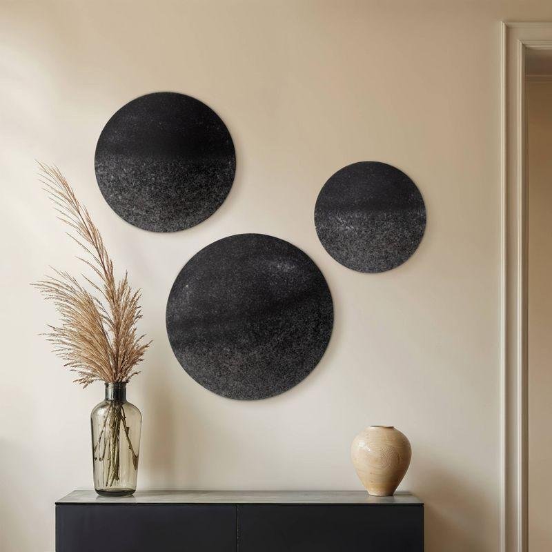 Set of 3 Black Iron Circle Wall Sculptures