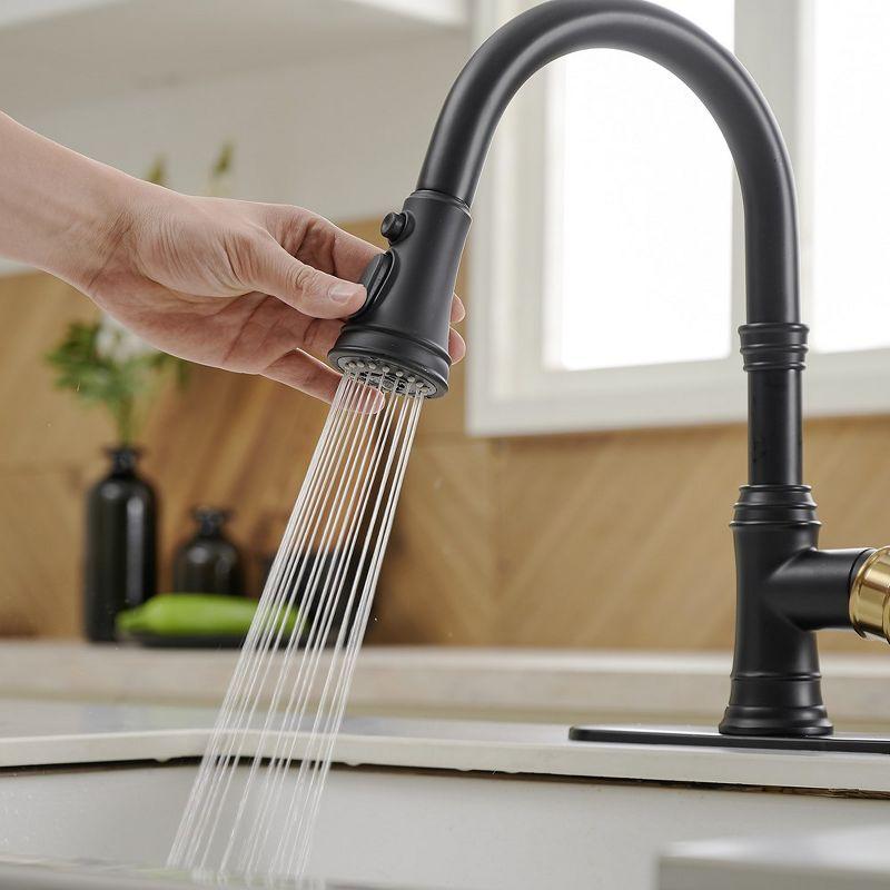 BWE Single-Handle Pull-Down Sprayer 3 Spray High Arc Kitchen Faucet With Deck Plate