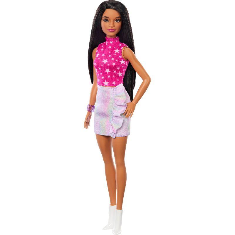 Barbie Fashionistas Doll #215 with Black Straight Hair & Iridescent Skirt, 65th Anniversary