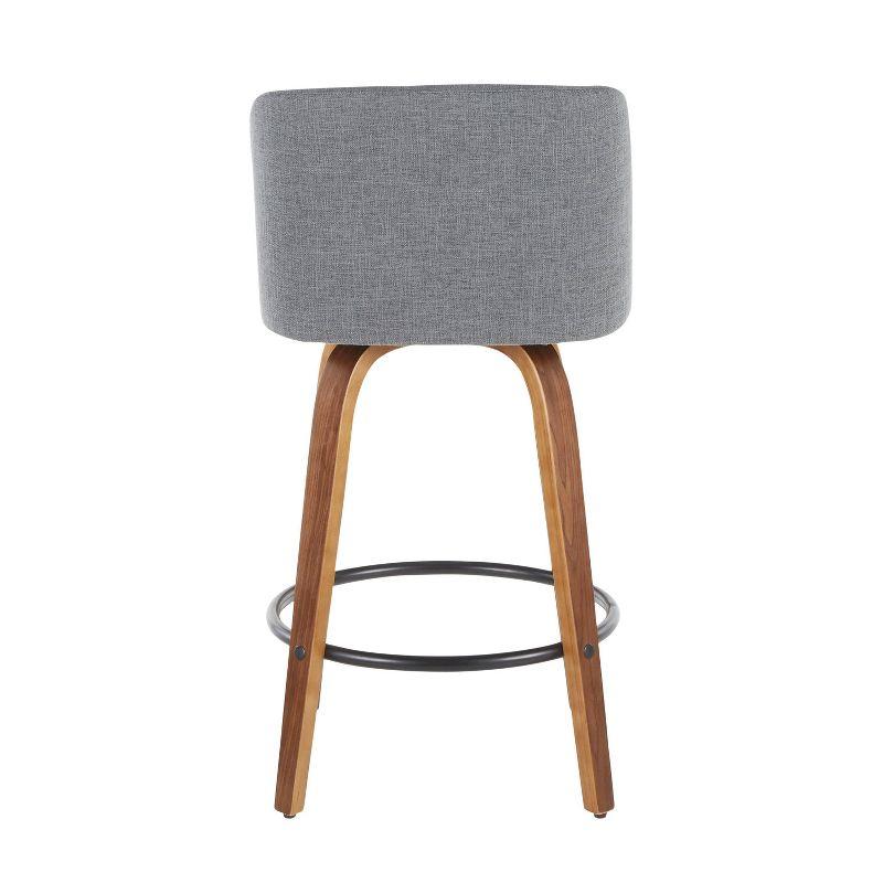 Set of 2 Toriano Mid-Century Modern Counter Height Barstools Walnut/Gray - LumiSource