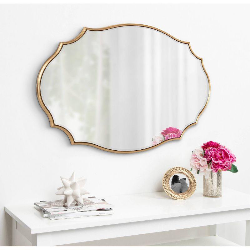 24" x 36" Leanna Scalloped Oval Decorative Wall Mirror Gold - Kate & Laurel All Things Decor
