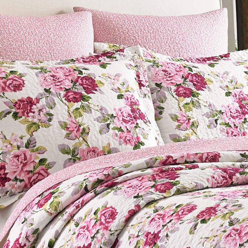 Laura Ashley Laura Ashley Lidia Cotton Reversible Pink Quilt Set
