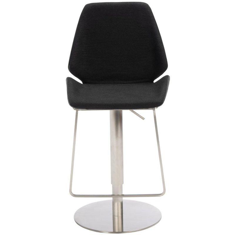 Sleek Saddle-Style 24" Black Leather & Metal Barstool