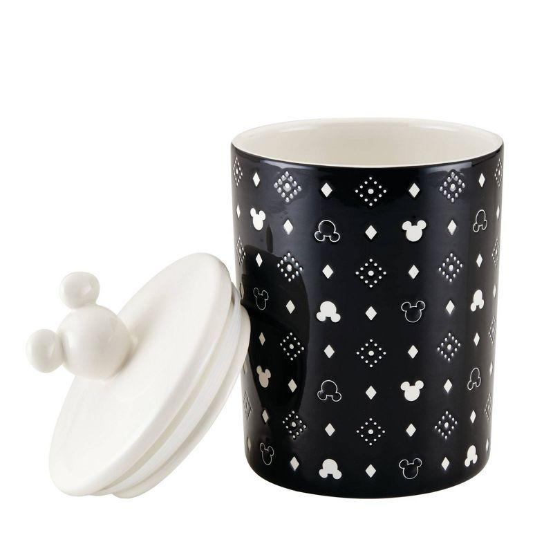 Black Geometric Ceramic Canister with Lid, 7 Cup