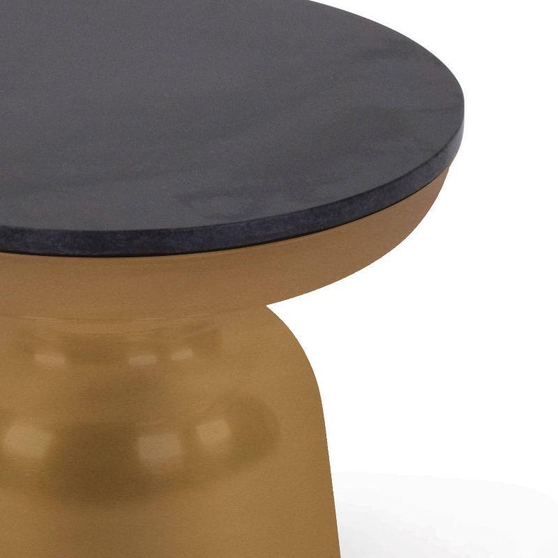 Contemporary Round Stone Top Metal Frame End Table