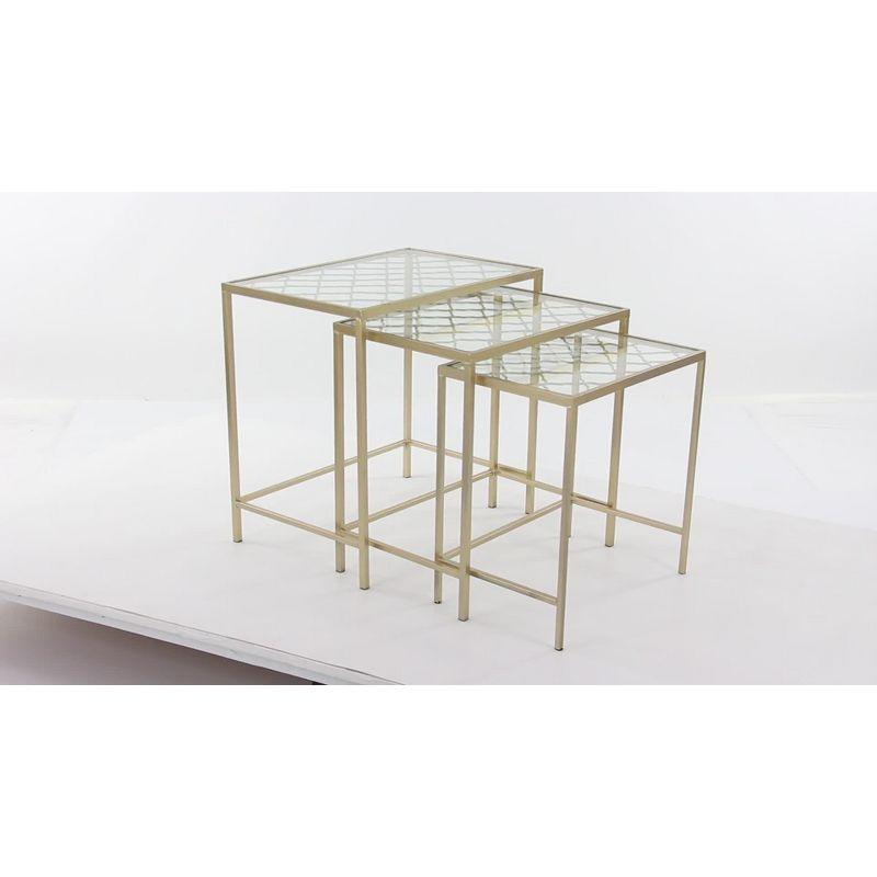 Elegant Gold Metal and Clear Glass Nesting Tables - Set of 3