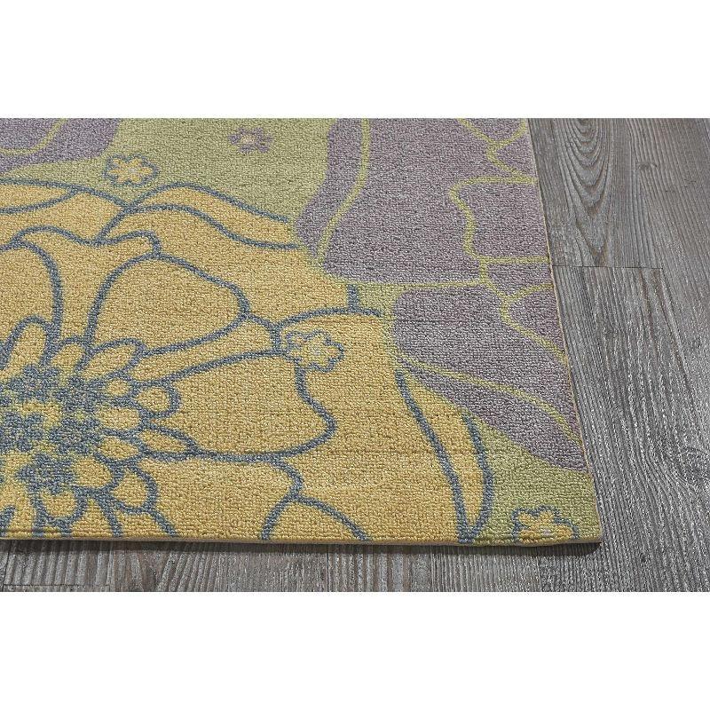 Blossom Bliss Green Floral 63'' Square Indoor/Outdoor Easy Care Rug