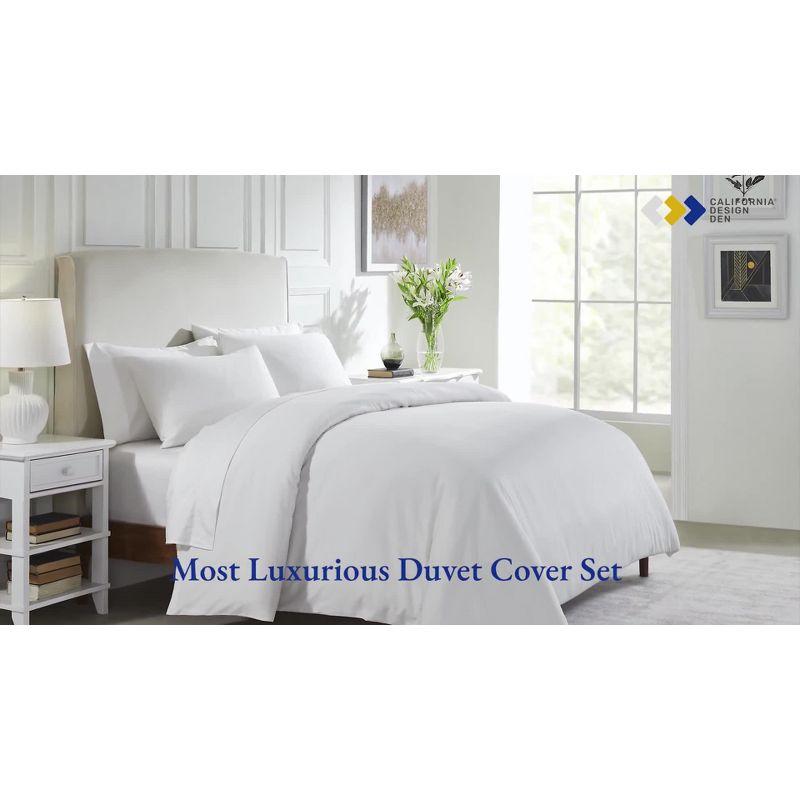 Oversized King White Cotton Seersucker Duvet Cover Set