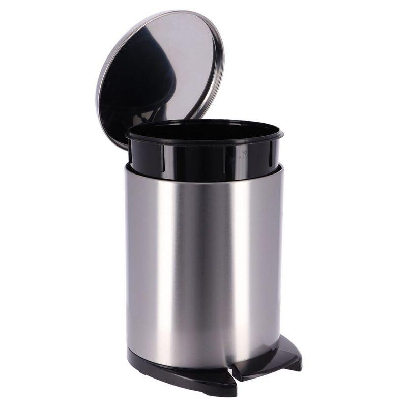 Evideco Soft Close Lid Round Metal Step on Trash Can Waste Basket  6-liters-1.6-gal.