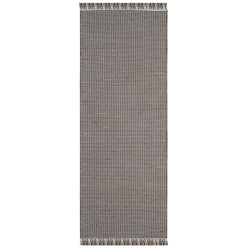 Ivory & Black Handwoven Cotton Runner Rug - 2'3" x 10'