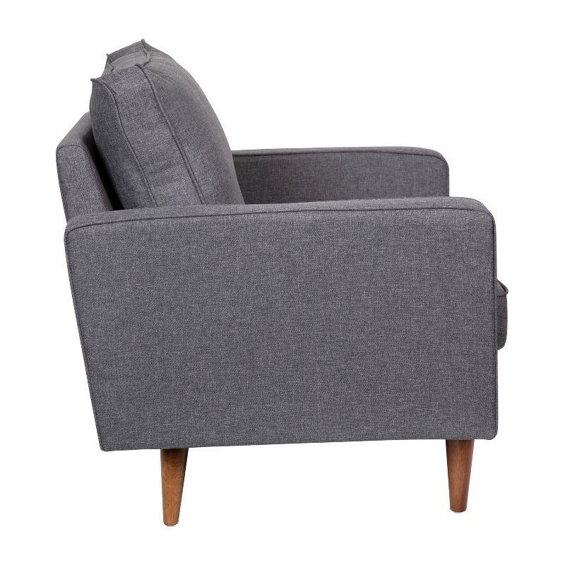 Flash Furniture Hudson Mid-Century Modern Commercial Grade Armchair with Tufted Faux Linen Upholstery & Solid Wood Legs in Dark Gray